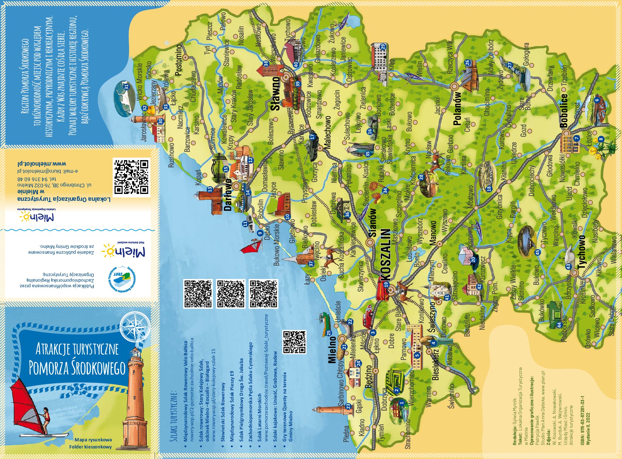 Mapa Atrakcje turystyczne Pomorza Środkowego_PL 2022