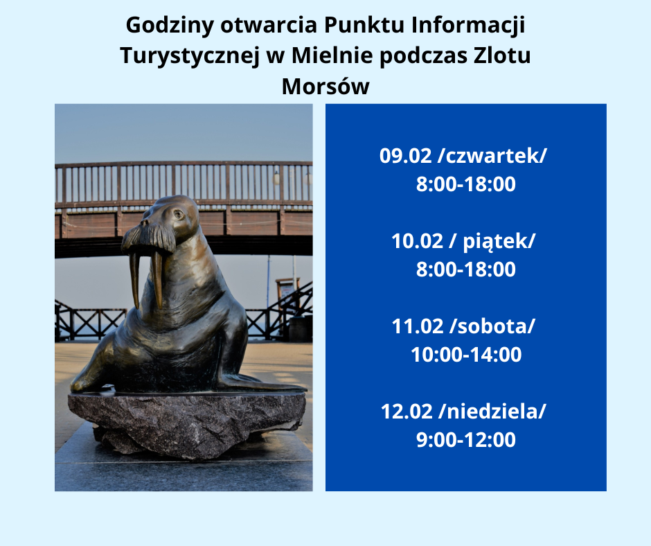 Godziny otwarcia Punktu Informacji Turystycznej w Mielnie podczas Zlotu Morsów(1)